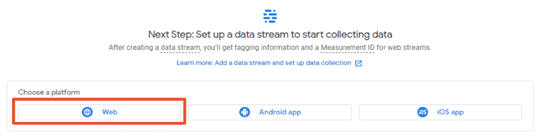 Set up a data stream in Google Analytics 4