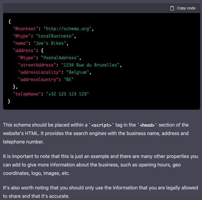 Creating JSON-LD Schema with ChatGPT