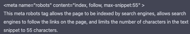 Creating robots meta tags with ChatGPT